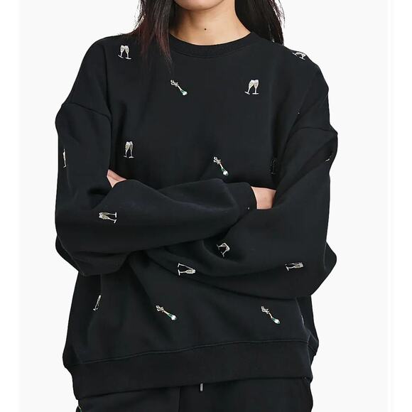 Rails The varsity sweatshirt Black Champagne Embroidery - Picture 1 of 7